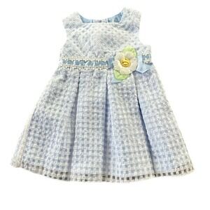 George Infants 12M Blue Gingham‎ Seersucker Floral Special Occasion Dress
